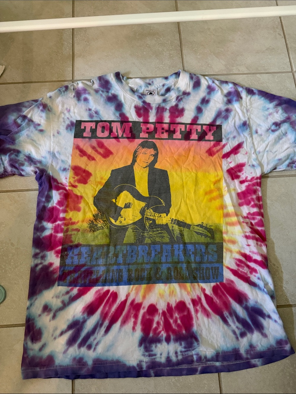 Tom Petty Echo Tour Tie Dye Graphic Band Tee Vintage Style Size Large